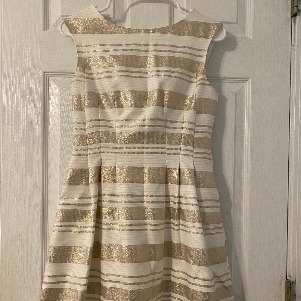 Gold and Ivory Striped Dress